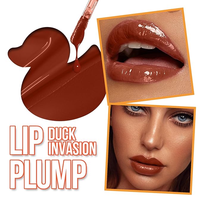 3-Color Duck Lip Plumper Gloss - High Pigment, Hydrating Lip Glow Oil, Balm Set for Women (Vegan, Set B)