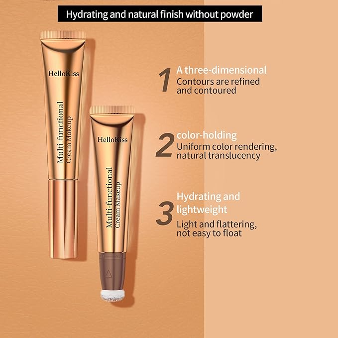 Liquid Highlighter Beauty Wand, Highlight Stick with Cushion Applicator for Easy Blending Long-lasting and Smooth Shimmer Finish Makeup Stick(#05 Pearl White)