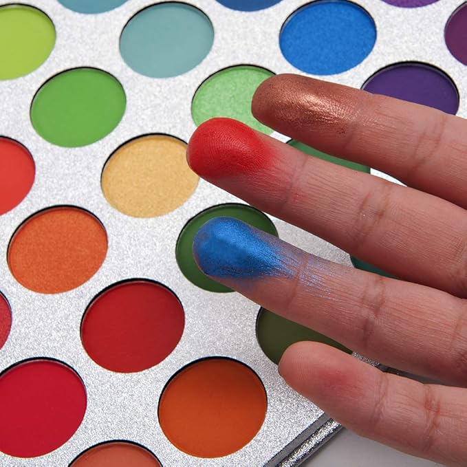 Eyeshadow Palette 65 Colors + 20pcs Makeup Brushes Set + Sponge Blender Sweatproof Pigmented Matte Shimmer Metallic Blendable Soft Pressed Powder Eye Shadow Makeup Palette