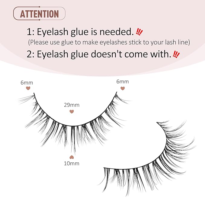 Onlyall Natural Lashes Short Eyelashes Wispy Lashes Natural Look Soft False Eyelashes False Eye Lashes Faux Mink Eyelashes 7 Pairs D2