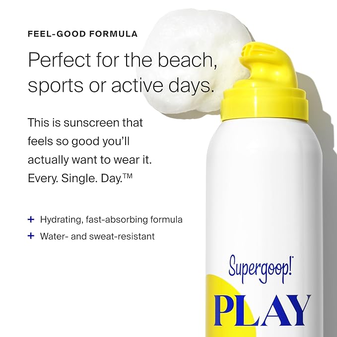 Supergoop! PLAY Body Mousse SPF 50 with Blue Sea Kale - 3 oz, Pack of 2 - Broad Spectrum Whipped Sunscreen for Sensitive Skin - Fun to Apply - Great for Active Days