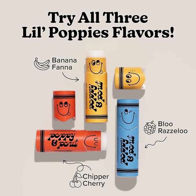 Poppy & Pout Kids Jumbo Lip Balm | All Natural Lip Balms & Moisturizers | Hydrates with Beeswax, Vitamin E, Organic Coconut Oil | Cruelty-Free | Lip Balm in Recyclable Cardboard Tube (Banana Fanna)