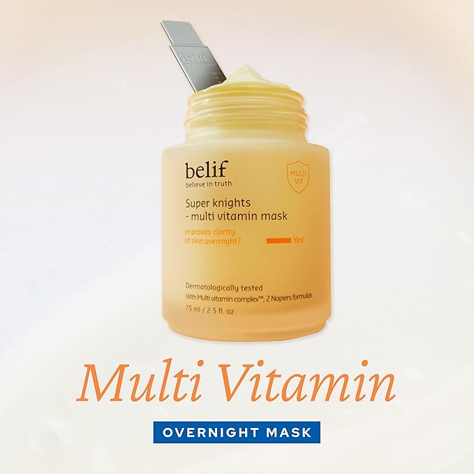 belif Vitamin C Overnight Butter Mask – Hydrating & Rejuvenating Sleeping Mask with Multi Vitamin Complex for Plumping Dull Skin & Refining Uneven Texture, Korean Skincare, 2.5 fl.oz