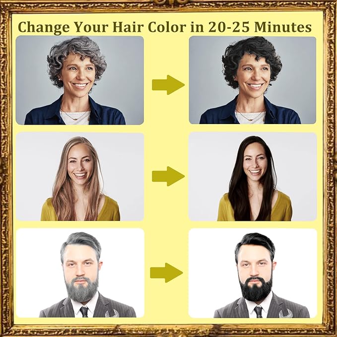 Dark Coffee Hair Dye Shampoo 3 in 1 for Gray Hair Coverage - Instant Shampoo Para Pintar el Cabello for Women Men, Herbal Brown Hair Color Shampoo Easy to Use & Long Lasting Champu Para Canas 16.90 oz