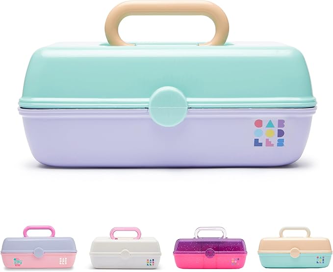 Caboodles Pretty in Petite Makeup Box, Hard Plastic Organizer Box, 2 Swivel Trays, Fashion Mirror, Secure Latch for Safe Travel
