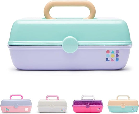 Caboodles Pretty in Petite Makeup Box, Hard Plastic Organizer Box, 2 Swivel Trays, Fashion Mirror, Secure Latch for Safe Travel