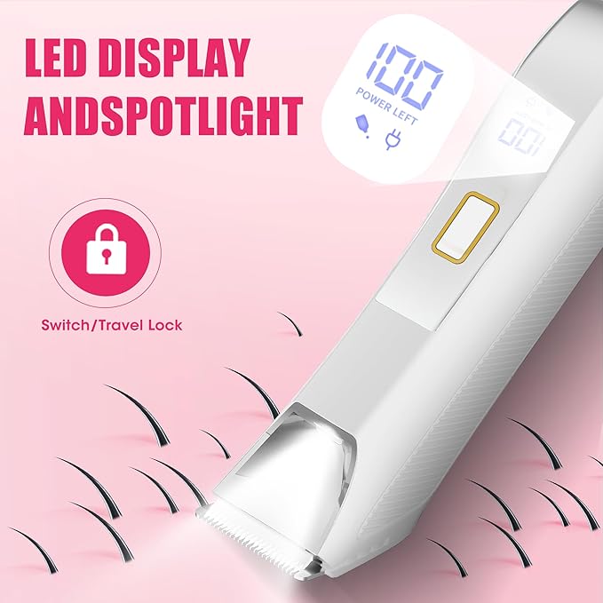 Karrte Women's Razors for Shaving Pubic Hair, 3-in-1 Wet & Dry Bikini Trimmer for Women's Private Area, Replaceable Ceramic Blade Head Electric Shaver with Travel Lock