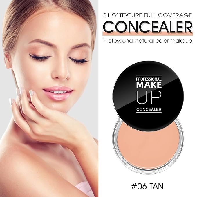 Cream Concealer Full Coverage Makeup, Matte Color Correcting (#06 TAN)