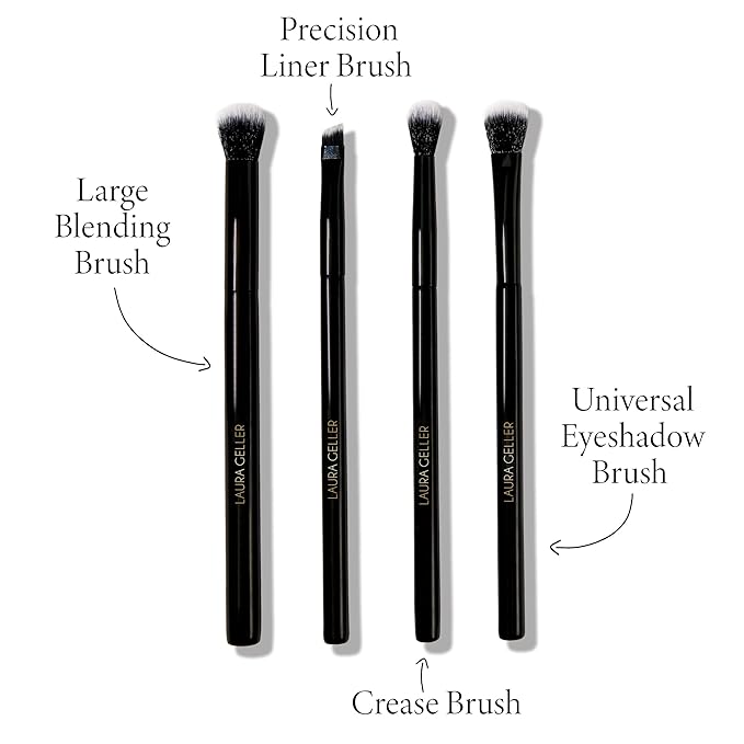 LAURA GELLER NEW YORK Shadow Skills Eyeshadow Professional Vegan Makeup Brush Set | Apply Eyeshadow & More - Pack of 4