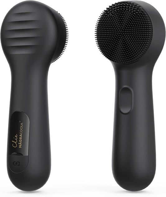 Silicone Face Scrubber, NågraCoola CLIE 2.0 Facial Cleansing Brush, Rechargeable, Waterproof Face Scrub Brush for Cleansing, Exfoliating, Massaging, Electric Facial Exfoliator for Women & Men - Black