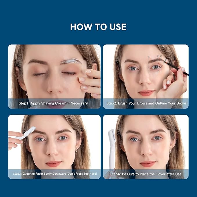 Eyebrow Razors w/Dermaplane Razors Set - Japanese Premium Quality Blades - Small Face Razors for Peach Fuzz and Fine Hair, Multipurpose Exfoliating Dermaplaning Tools for Women and Men