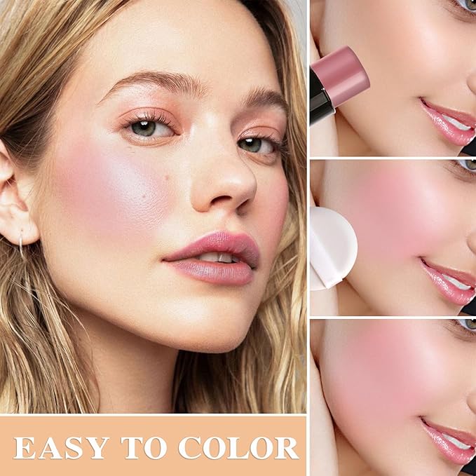 3P Cream Blush Stick with Brush,Waterproof Multi Cream Makeup F256