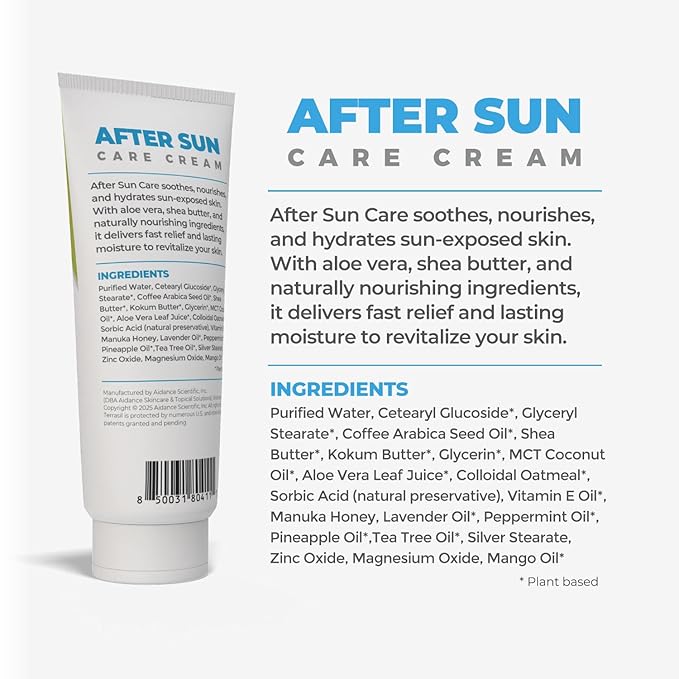 terrasil After Sun Care Lotion with Aloe Vera, Shea Butter, Coconut Oil, & Vitamin E, Soothing Sunburn Relief for Sun Exposed Skin, Deeply Nourishing. Natural Body Lotion (3 oz) Tropical Scent