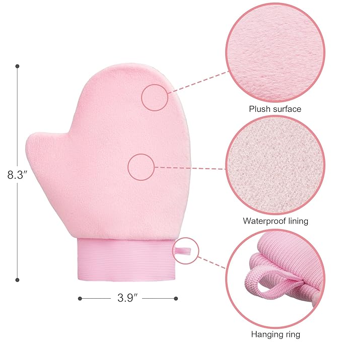 Self Tanner Brushes- Extra Large Body Kabuki Brush & Tanning Mitt, 2 Pcs, Big Body Makeup Brush for Legs, Face, Soft Self Tanning Glove Applicator for Fake Tan, Foundation, Lotion, Makeup (Purple)