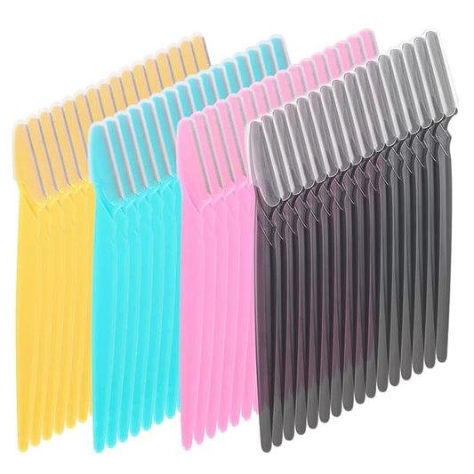 Facial Razor, 64 Pcs Eyebrow Shavers for Women, Multipurpose Exfoliating Dermaplaning Tools for Face With Precision Cover, 4 Colors