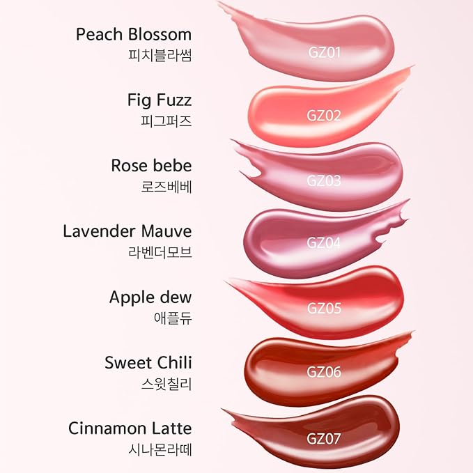Chewy Lip Glaze, High Shine Lip Gloss, Korean Beauty (GZ05 Apple Dew, 3.5 grams)