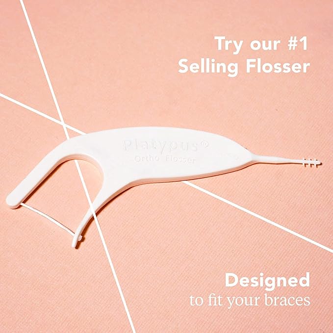 Platypus Orthodontic Toothbrush for Braces | Soft Bristle Braces Toothbrush for Adults & Kids | Angled Bristles for Better Access Around Brackets and Archwires, Comfort Silicone Grip | 2 Count