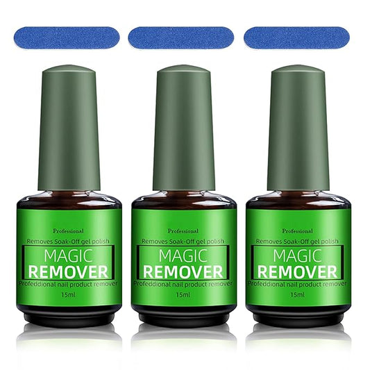 Magic Remover Gel Polish,3PCS Gel Nail Remover,Professional Gel Remover for Nails,Quickly and Easily Removedor de Esmalte Gel (15ML)