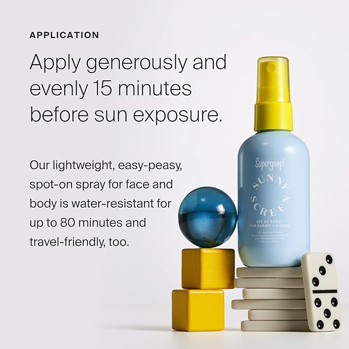 Supergoop! Sunnyscreen 100% Mineral Spray SPF 50 - 3.4 fl oz, Pack of 2 - Face & Body Sunscreen for Babies & Kids - Pediatrician Tested, Hypoallergenic, Fragrance & Silicone Free