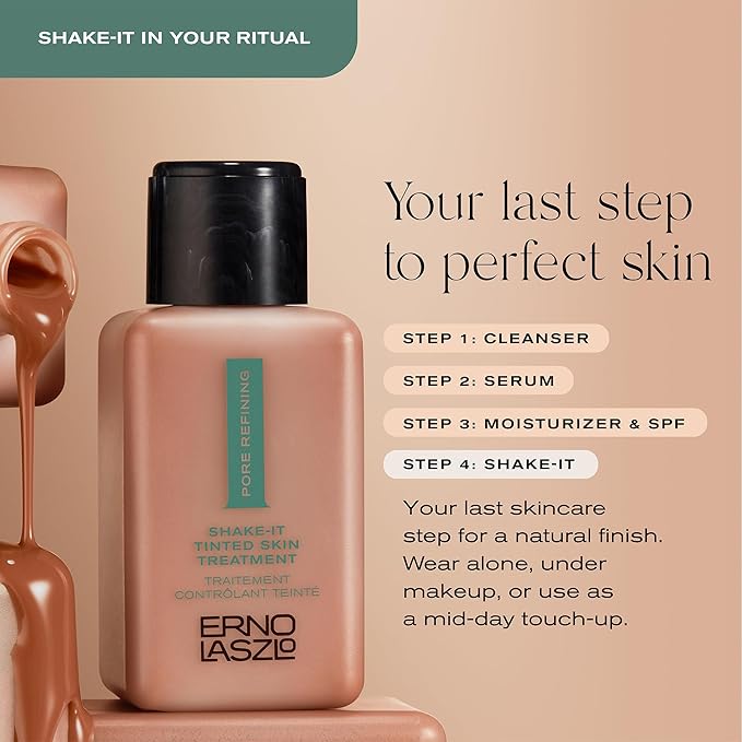 Erno Laszlo Shake-It Tinted Skincare Finisher, Neutral Face Tint for Lighter Complexions, Even Skin Tone & Refine Pores - Pore Minimizer for Face with Natural Matte Finish (3 Fl Oz) Tinted Moisturizer