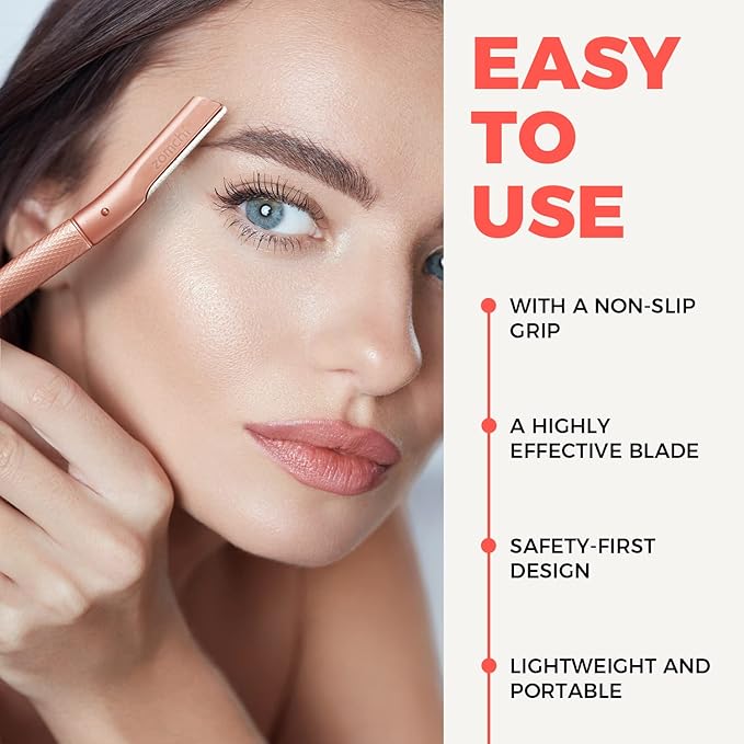 ZOMCHI Eyebrow Razor, Face Razors for Women&Men, Eyebrow Trimmer Shaper with Precision Cover,Facial Shaver with 6 Blades (Rose Gold)