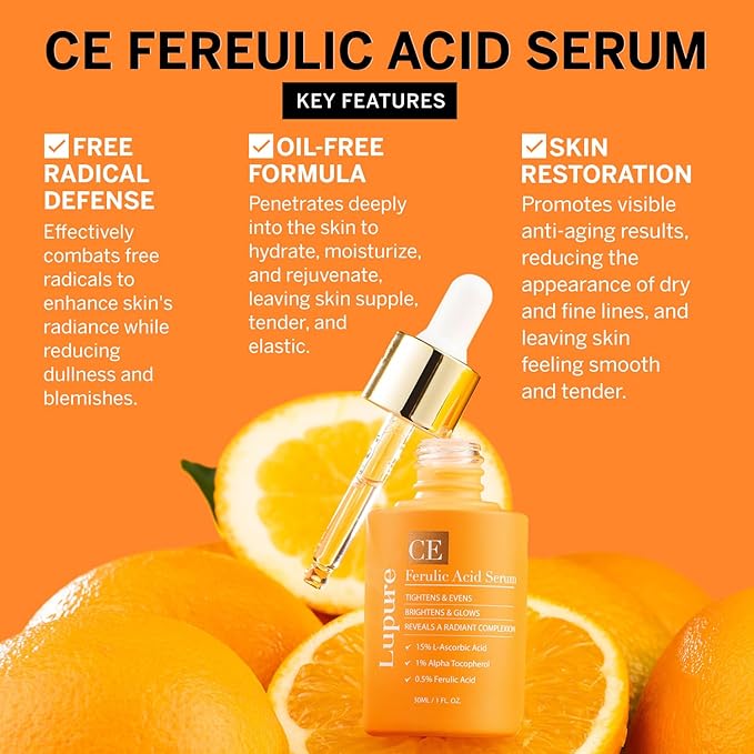 Vitamin C Face Serum: Anti Aging Super Vit C Facial Serum with Ferulic Acid Pure L-Ascorbic Acid, Vitamin E and Hyaluronic Acid for Dark Spots and Skin Care