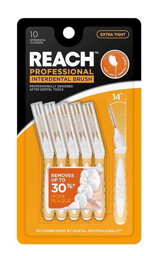 Reach Interdental Brush Cleaners, 0.7mm, Extra Tight, Sensitive Gum Protection, Plaque Remover for Teeth, Braces Flossers, Braces Brush, Dental Toothbrushes, Oral Care, 1 Pack, 10 Count