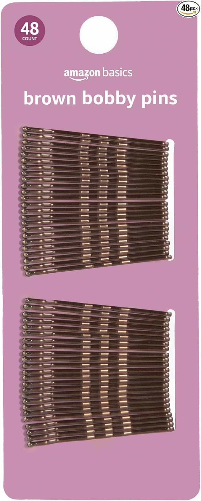 Amazon Basics Bobby Pins, Browth Hair Pins for all Hair types, 48 Count