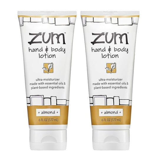 Zum Indigo Wild Hand & Body Lotion - Natural Hand Lotion for Dry Hands - Body Lotion for Women & Men - Body Moisturizers Include Shea Butter, Jojoba Oil & More - Almond Scent - 6 fl oz (2 Pack)