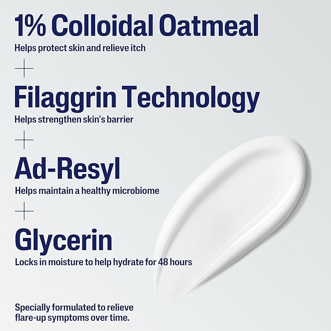 CETAPHIL ECZEMA RESTORADERM Soothing Moisturizer, For Eczema Prone Skin, 16 oz, Fewer Symptom Flare-Ups, 48 Hour Hydration, 1% Skin Protectant Colloidal Oatmeal, Steroid Free, Doctor Recommended Brand