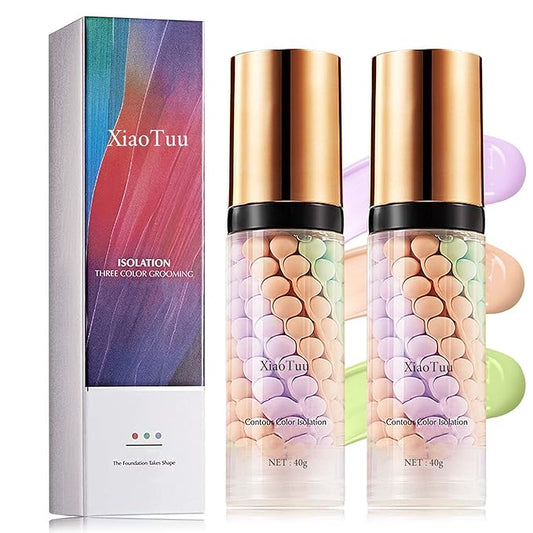 2Pcs Color Correcting Facial Serum,Isolation Cream,Pore Primer,Invisible Pore,Skin Primer Base