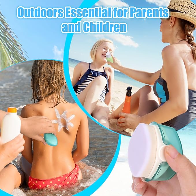 3 PCS Sunscreen Applicator for Kids, Soft Sunblock Brush + 2 PCS Empty Roller Ball Container for Sunscreen Lotion, Sunscreen Applicators for Family Travel