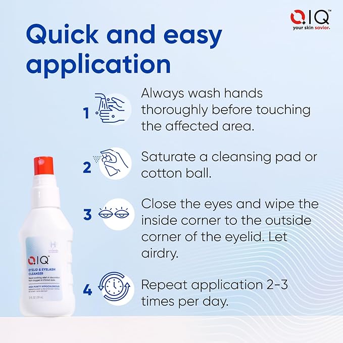 Eyelash and Eyelid Cleanser – High Purity Hypochlorous Eye Wash Solution, Lid and Lash Cleanser that Quickly Calms and Soothes Irritated, Clogged Skin (2oz)