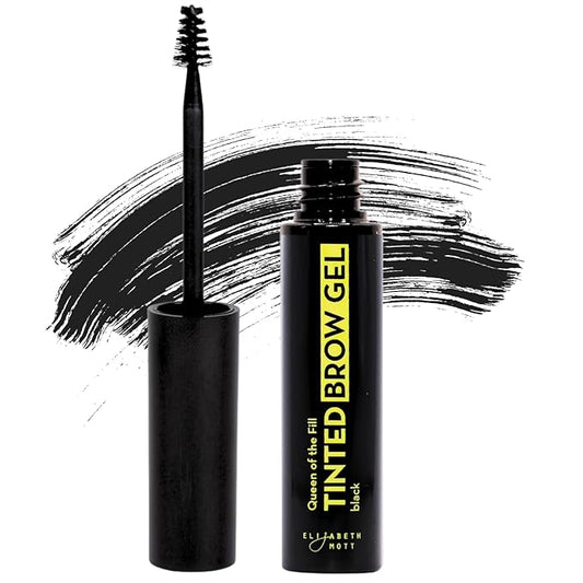 Elizabeth Mott Eyebrow Gel - Queen of the Fill Tinted Brow Filler, Volumizer & Setter - Defines, Shapes & Covers Grays - Water-Resistant, Long-Lasting, Smudge-Proof - Cruelty-Free, Black Shade, 4g