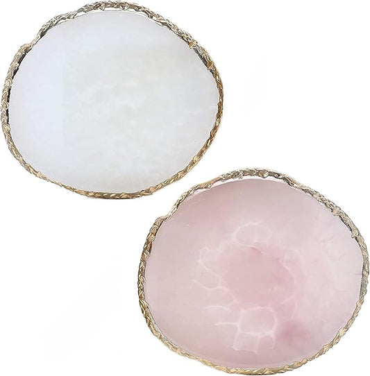 2Pack Resin Nail Art Palette,Nail Art Color Mixing Palette,Nail Art Painting Gel Palette Manicure Tool, Cosmetic Artist Mixing Palette(Pink & White)