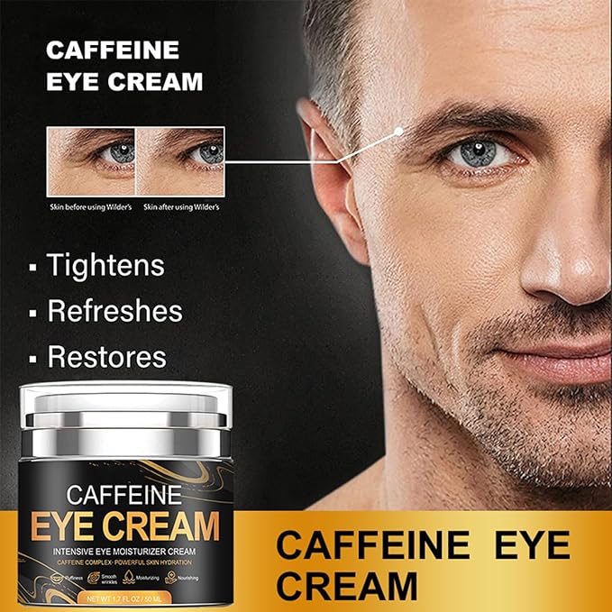 Caffeine Eye Cream for Men Anti Aging, Reduces Dark Circles, Bags, Puffiness Under Eye Cream Face Tightening Eye Lift For All Skin Types 1.7oz