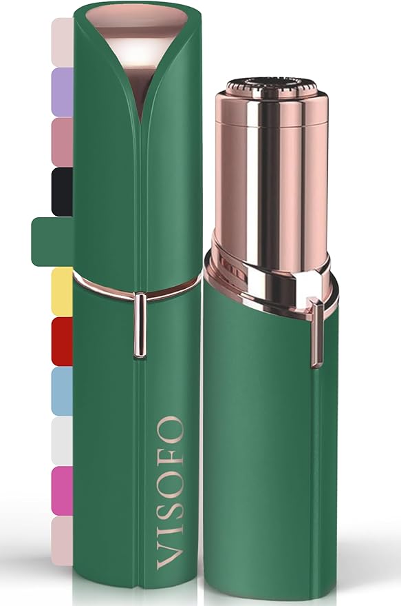 Facial Hair Removal for Women | Electric Razor Device Small Mustache Dermaplaning Remover Tools Tweezers Epilator Trimmer Face Dermaplane Shavers Beauty Gadgets Set Accessories by VISOFO (Emerald)