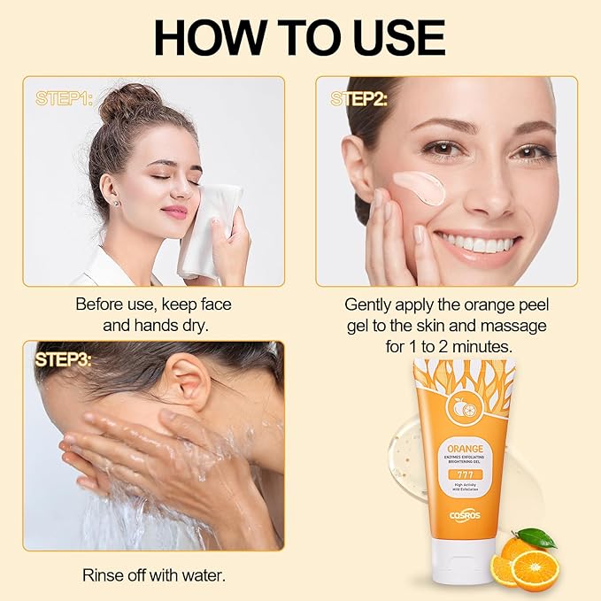 BROUYOUE Orange Exfoliating Gel Scrub for Face and Body Skin, Deep Cleansing Moisturizing Skin Orange Peeling Gel, Natural Orange Exfoliating Gel for All Types Skin (1pc)