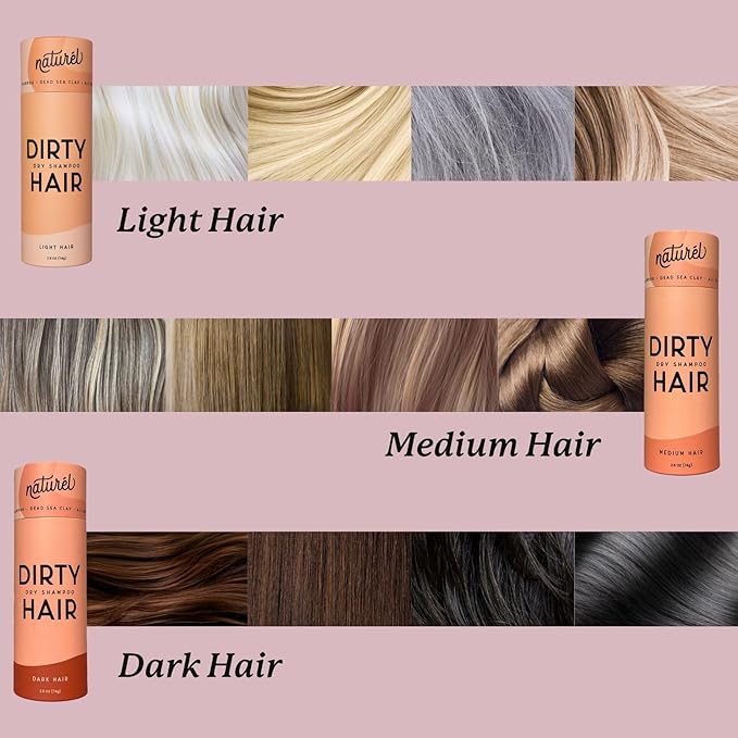 Naturel Dry Shampoo Volumizing Powder for Light and Dark Hair | Non-Aerosol, Made in USA, No Benzene, Vegan, Talc and Aluminum Free | Grapefruit Essential Oil | 2.6 OZ Plastic-Free Packaging