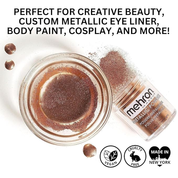 Mehron Makeup Metallic Powder (.17 oz) with Mixing Liquid (1 oz) (COPPER)