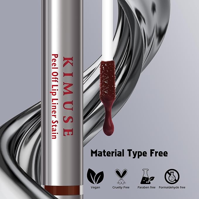 KIMUSE Peel Off Lip Liner Stain, Long Lasting Lip Tint Stain Peel Off, Waterproof, Transfer-Proof, Highly Pigmented Color Peel Off Lip Stain Liner, Matte Finish