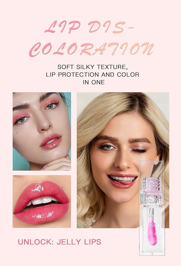 2 Pcs Magic Color Changing Lip Oil, Long Lasting Moisturizing Lip CareNon-Sticky Fresh Texture Glimmer Lip Glow Oil. (Magic Color Changing & Pearlescent Color Changing)