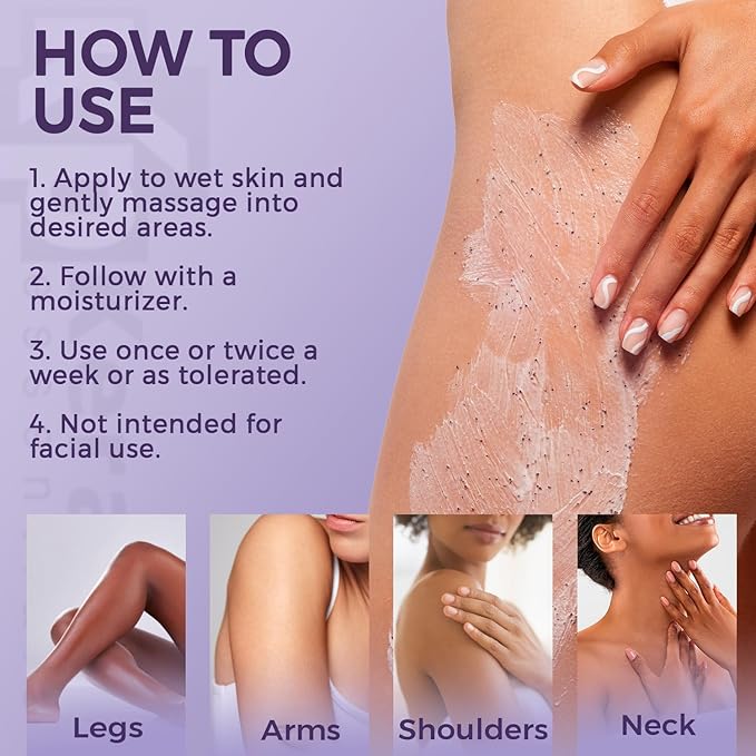 KP Exfoliating Body Treatment with 10% AHA – Non-Gritty Cream Formula with Glycolic & Lactic Acids for Smoother-Looking Skin, Made in USA – 4 oz