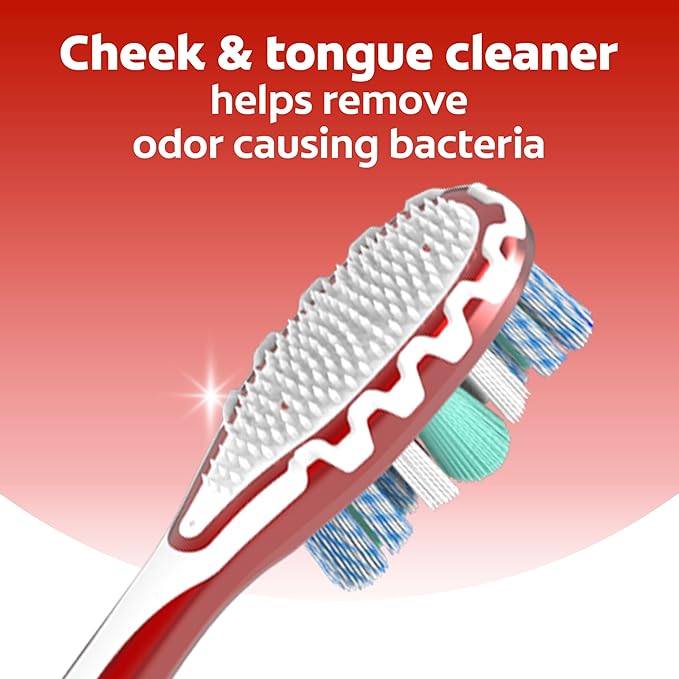Colgate 360 Advanced Optic White Whitening Toothbrush with Tongue Cleaner, Soft, 4 Count
