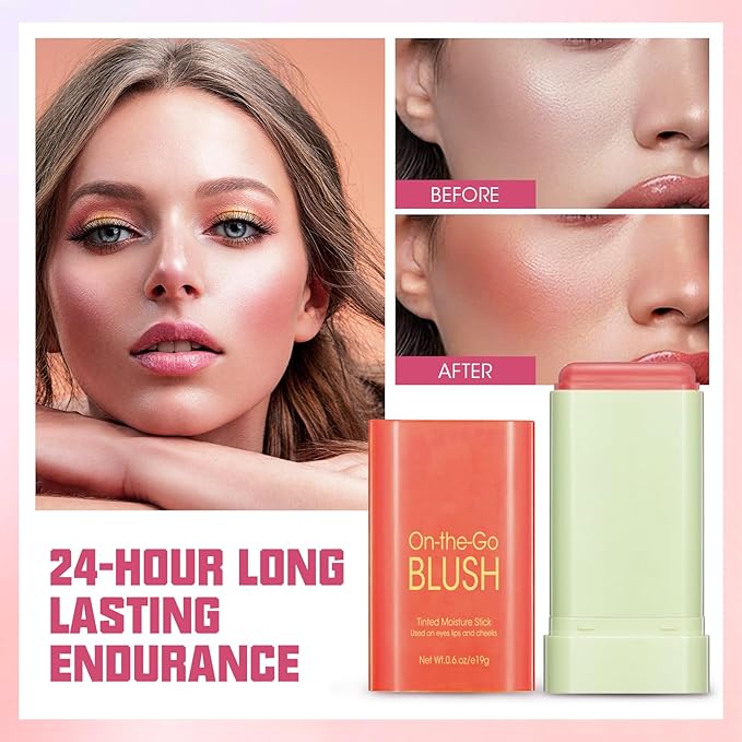 Buqikma Blush Stick Hydrated Solid 2PCS Blush Stick