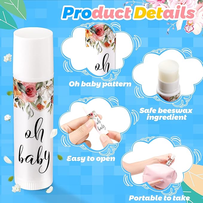 40 Pieces Lip Balm Bulk Baby (Flower)