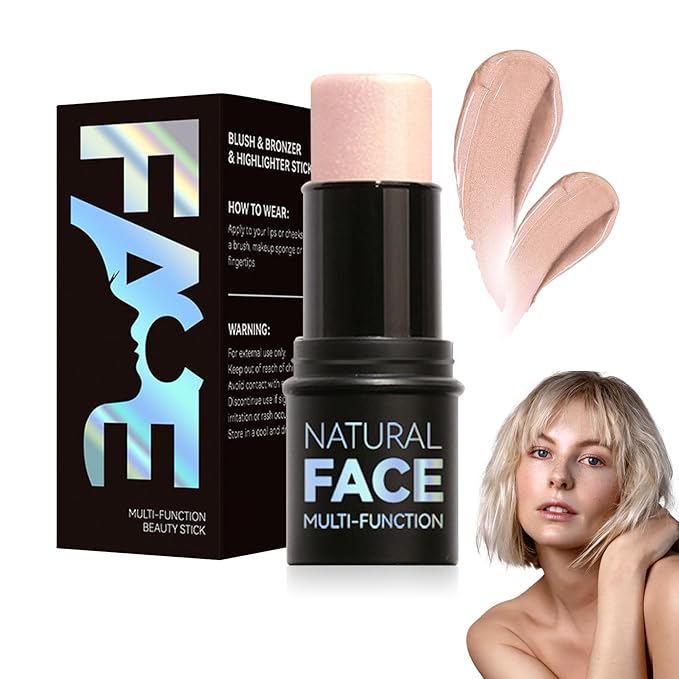 Cream Blush Stick with Brush,Waterproof Multi Cream Blush Skin F1