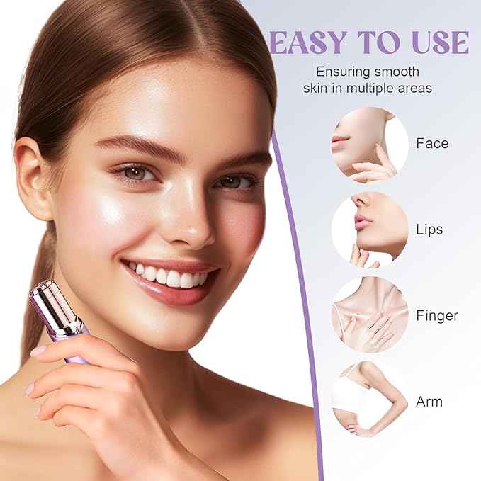 Battery Powered Facial Hair Remover for Women Lips, Chin, Neck, and Cheeks - Gentle and Pain with 2-pc Replacement Heads (Battery is not Included)