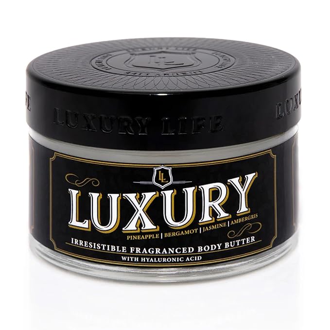 LUXURY LIFE Bed Butter - Scented, Luxurious Body Butter With All-Natural Hyaluronic Acid For Soft, Glowing, Hydrated Skin For Men & Women - Suitable For All Skin Types - Luxury Scent, 5 oz
