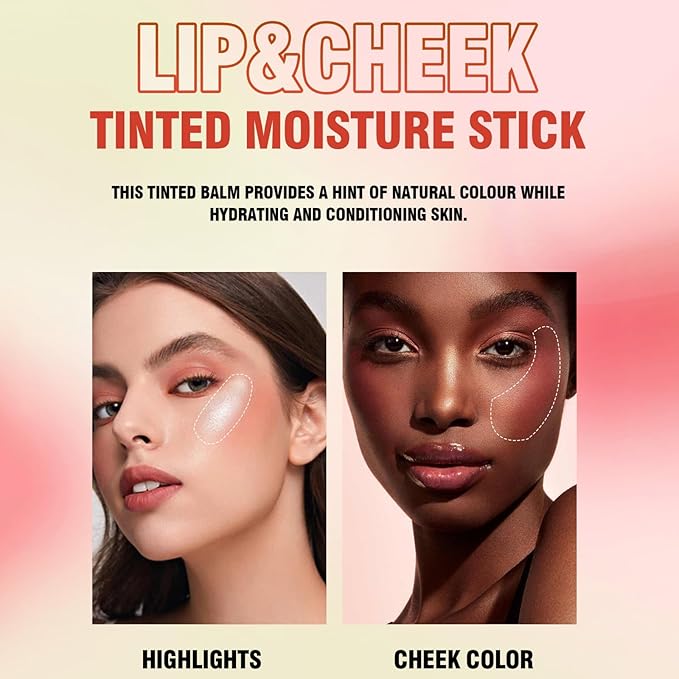 Blush Stick, Cream Blush Stick for Cheeks & Lips, Blendable Long-Lasting Multi-Use Contour Stick & Highlighter Makeup (#4 HIGHLIGHT)